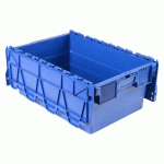BAC DE STOCKAGE NAVETTE AVEC COUVERCLE EN PLASTIQUE BLEU - 44 LITRES