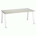 BUREAU DROIT ECLA CHÊNE GRIS L 180 X P 80 CM PIÈTEMENT MÉTAL FINITION BLANC