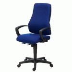 CHAISE DE BUREAU DHARK TISSU BLEU - DOSSIER HAUT AVEC ACCOUDOIRS FIXES - MÉCANISME SYNCHRONE - PIEDS NOIR