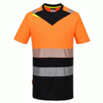 LOT DE 2 - PORTWEST DX434 T-SHIRT DX4 HV CLASSE 1 ORANGE/NOIR - TAILLE XL
