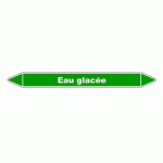 LOT DE 3 - MARQUEUR DE TUYAUTERIE - EAU GLACÉE - NFX 08-105 - VINYLE LAMINÉ 355 X 37 MM