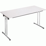 TABLE PLIANTE CHROMELINE 160 X 70 CM BLANC PIED CHROMÉ