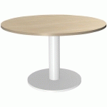 TABLE RÉUNION STEEL Ø 120 PIED TULIPE CHÊNE CLAIR/BLANC - SIMMOB