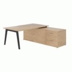 BUREAU MANAGER CHÊNE CLAIR AVEC CONSOLE À DROITE - PIÈTEMENT ANTHRACITE