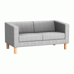 CANAPÉ 2 PLACES ODEL GRIS - TISSU CHINÉ, PIEDS BOIS