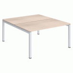 PÔLE 2 BUREAUX DROITS ARKO L 140 X P 168 CM PLATEAUX CHÊNE CLAIR PIÈTEMENT MÉTAL BLANC