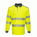 PORTWEST T184 PW3 POLO HAUTE VISIBILITÉ ML JAUNE/MARINE - TAILLE XXXL