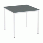 TABLE À MANGER VERSYS AVEC BASE BLANCHE RAL 9003 80 X 80 X 743 CM GRIS FONCÉ