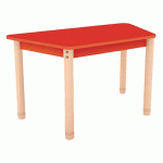 TABLE CLASSIK TRAPÉZOÏDALE RÉGLABLE T0 À T3 - ROUGE/HÊTRE - MANUTAN COLLECTIVITÉS