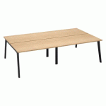 PÔLE DE 4 BUREAUX EDEN ARCHE L 280 CM AVEC GOULOTTE INTÉGRÉE PLATEAU CHÊNE CLAIR PIED ANTHRACITE