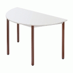 TABLE MODULAIRE DOMINO 1/2 ROND - L. 120 X P. 60 CM - PLATEAU GRIS - PIEDS BRUNS