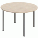 TABLE RÉUNION 4 PIEDS MÉTAL Ø 100 CM CHÊNE FIL / ALU - BURONOMIC