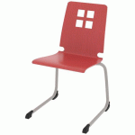 CHAISE COQUE DAMIER PIÈTEMENT LUGE ACIER - ROUGE CHINOIS/GRIS ARGILE - RODET