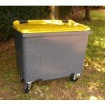 CONTENEUR À DÉCHETS 4 ROUES 500 LITRES EXTÉRIEUR GRIS-JAUNE