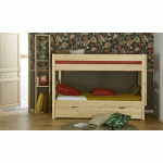 PACK LIT SUPERPOSÉ BAS ALTO + 2 MATELAS  BOIS NATUREL 90X190 CM/OPT:MATELAS FEEVAH HR