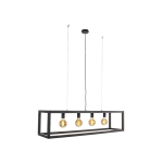 BIGCAGE2 - SUSPENSION MULTIPLES - 4 LUMIÈRE - L 1180 MM - NOIR - RUSTIQUE - ÉCLAIRAGE INTÉRIEUR - SALON I CHAMBRE - NOIR - QAZQA