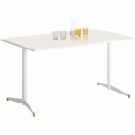 TABLE TAMARIS 140 X 80 PL.BLANC/BLANC PIET.BLANC/ROUGE - CLEN