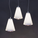 PRANDINA SHUTTLE SUSPENSION BLANCHE, VERRE OPALE