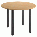 TABLE RONDE L 100 CM EXCELLENS PLATEAU HÊTRE 4 PIEDS MÉTAL ANTHRACITE
