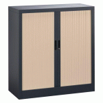 ARMOIRE MÉTAL À RIDEAUX UNION G. H 100 X L 100 X P 45 CM CORPS ANTHRACITE RAL 7016 RIDEAUX CHÊNE CLAIR