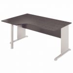 BUREAU COMPACT RETOUR À GAUCHE PRONTO TENDANCE - L. 160 X P. 100 CM - PLATEAU NOIR - PIEDS L ALUMINIUM