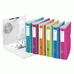 LOT DE 10 - CLASSEUR À LEVIER PLASTIQUE LEITZ ACTIVE 180° WOW A4 - DOS 7.5 CM COULEURS ASSORTIES