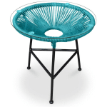 ACAPULCO STYLE - TABLE DE JARDIN - TABLE D'APPOINT - ACAPULCO TURQUOISE - VERRE, ROTIN SYNTHÉTIQUE, ACIER INOXYDABLE, METAL, PLASTIQUE - TURQUOISE
