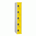 VESTIAIRE COLONNE 5 CASES MONOBLOC JAUNE