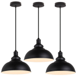 SUSPENSION LUMINAIRE INDUSTRIELLE VINTAGE RÉTRO E27 29CM PLAFONNIER LUSTRE ABAT-JOUR MÉTAL - 3PCS