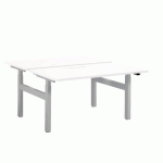 PÔLE DE 2 BUREAUX RÉGLABLES BLANC ERGOMAXX L 140 CM PIÈTEMENT ALUMINIUM