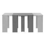 TABLE CONSOLE EXTENSIBLE CARRÉE GRIS BRILLANT 90/133/175 CM LAMIO