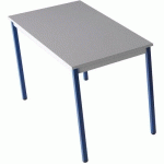 TABLE UNIVERSALIS RECTANGLE 120X70 PLT. GRIS PIED 5010 BLEU