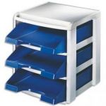 ESSELTE RACK MODULABLE 3 CORBEILLES BLEUES STRUCTURE GRISE 29X36X31,5CM LEITZ PLUS