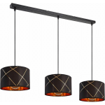 SUSPENSION TABLE À MANGER SUSPENSION OR NOIR 3 FLAMMES LAMPE DE SALLE À MANGER E27, TÉLÉCOMMANDE DIMMABLE FONCTION MÉMOIRE, LIGNES DE DÉCORATION