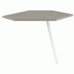 EXTENSION POLYGONE GARY P/RETOUR 80 CM PIED BLANC PLATEAU CHÊNE GRIS - MBA