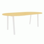 TABLE CONGRES 210X102 OBLONG HETRE 25MM PIEDS BLANC