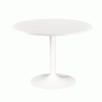 TABLE RONDE 100 CM PLATEAU BLANC PIÈTEMENT COLONNE MÉTAL BLANC EXCELLENS