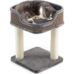 GOPLUS - ARBRE À CHAT 50 CM EN BOIS RECOUVERT PELUCHE, POTEAUX EN SISAL, NID CONFORTABLE, GRIS