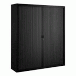 ARMOIRE HAUTE À RIDEAUX DÉMONTABLES LARGEURS SPÉCIFIQUES 200 X 180 CM UNICOLORE - NOIR