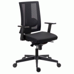 CHAISE DE BUREAU DIFESA TISSU ET MAILLE NOIR - DOSSIER HAUT ACCOUDOIRS RÉGLAGE PROFONDEUR D’ASSISE SOUTIEN LOMBAIRE - MÉCANISME SYNCHRONE + RÉGLAGE PROFONDEUR D’ASSISE - PIEDS NOIR