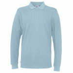 COTTOVER POLO PIQUE MANCHES LONGUES HOMME - CERTIFIÉ GOTS BLEU CLAIR - TAILLE XL