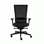 FAUTEUIL DE BUREAU ERGONOMIQUE MARTI, TISSU ET MAILLE, AVEC ACCOUDOIRS 3D, MÉCANISME SYNCHRONE, PIEDS NOIRS - NOIR