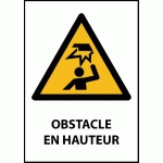 PANNEAU ISO EN 7010 - OBSTACLE EN HAUTEUR - W023  - 210 X 148 MM (A5) - VINYLE SOUPLE AUTOCOLLANT - LOT DE 3