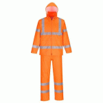 PORTWEST H448 ENSEMBLE DE PLUIE ENROULABLE HAUTE VISIBILITÉ ORANGE - TAILLE XL