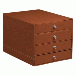 RHODIARAMA TRIEUR 4 TIROIRS SIMILI CUIR ITALIEN 24,8X32,7X22,8 CM - CUIVRE