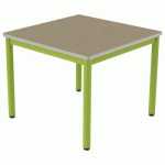 TABLE CARÉLIE 80X80 T4 STR POLY. HÊTRE MIEL BEIGE/VERT ACIDE - MOBIDECOR