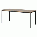 TABLE MALIBU 180X80 T6 4P STRA ALAISÉ CHÊNE 1146/NOIR 9005 - MANUTAN EXPERT