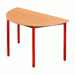 TABLE MODULAIRE DOMINO 1/2 ROND - L. 120 X P. 60 CM - PLATEAU HETRE - PIEDS ROUGES