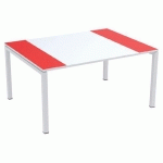TABLE RÉUNION EASY OFFICE 150X114 PIED BLC PLATEAU BLC/ROUGE - PAPERFLOW