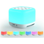 GOTRAYS - MACHINE À BRUIT BLANC AVEC HAUT-PARLEUR BLUETOOTH, VEILLEUSE 40 SONS APAISANTS, 9 COULEURS LUMINEUSES, PORTABLE ET RECHARGEABLE POUR BÉBÉ,